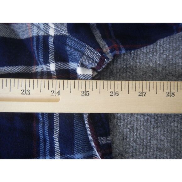 George Flannel Button Down Shirt Men's 2XLT Plaid Navy Blue White Red Casual - Picture 8 of 12